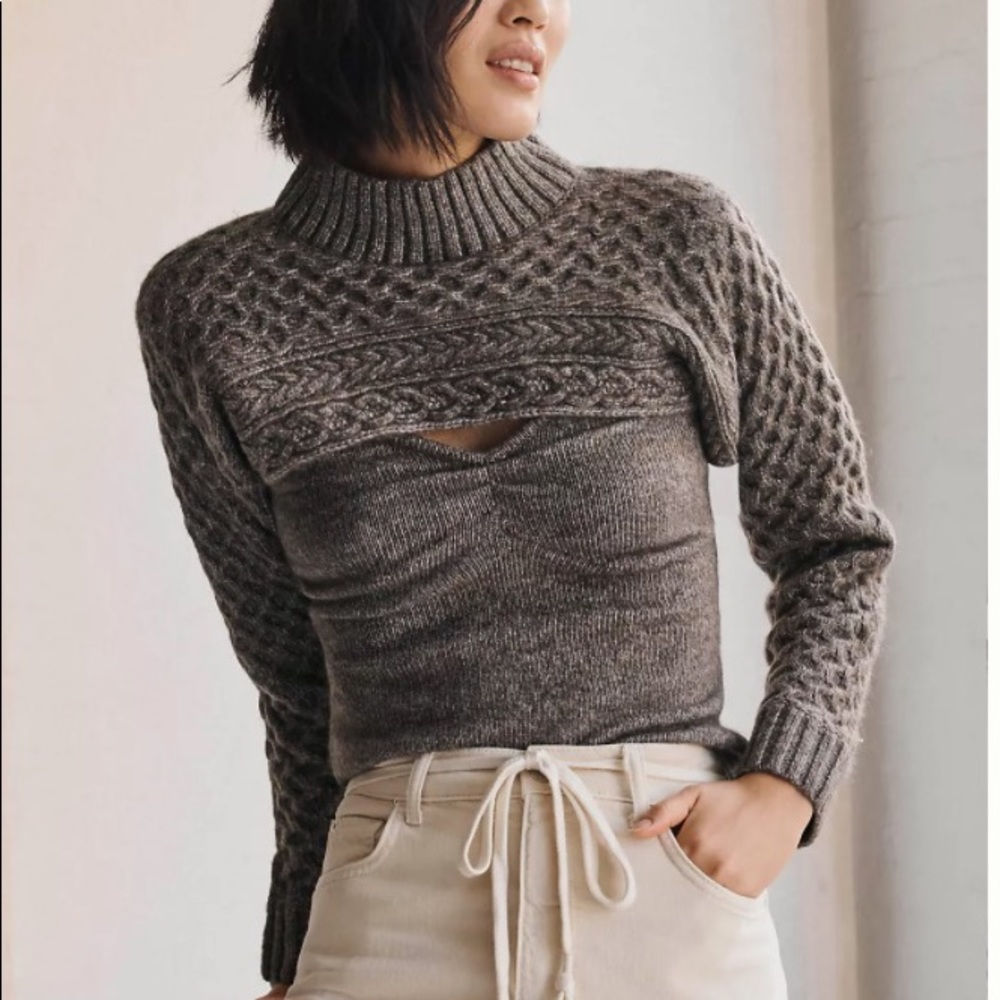 NWT Anthropologie Cable-Knit Sweater Shrug Set